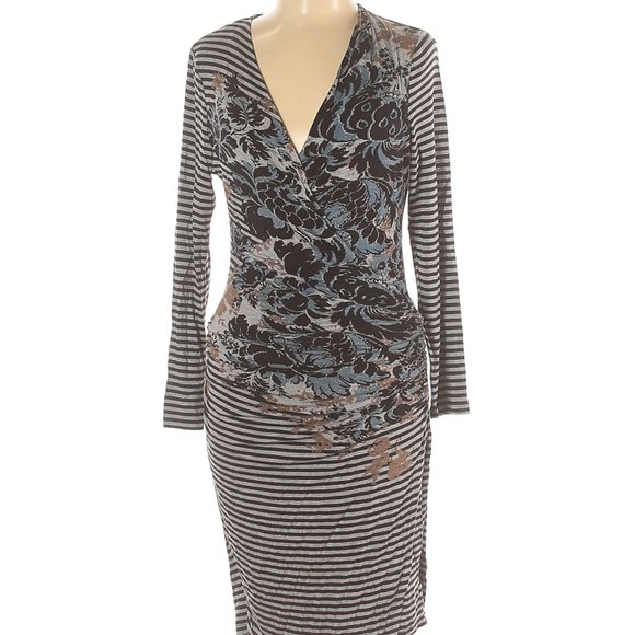 Tracy Reese Long SLeeve Gray Striped Dress - Picture 1 of 7